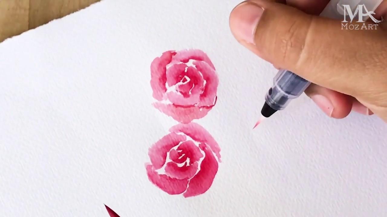 [Beginners] Step by Step Tutorial to Paint A Rose Using Watercolor Brush Pens