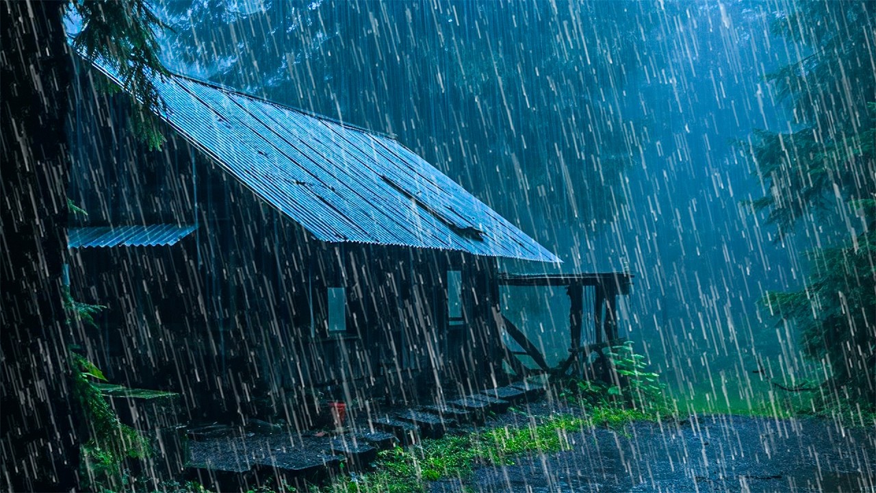 Suara Hujan untuk Tidur - Hujan Deras di Hutan Sunyi dengan Petir yang Dalam
