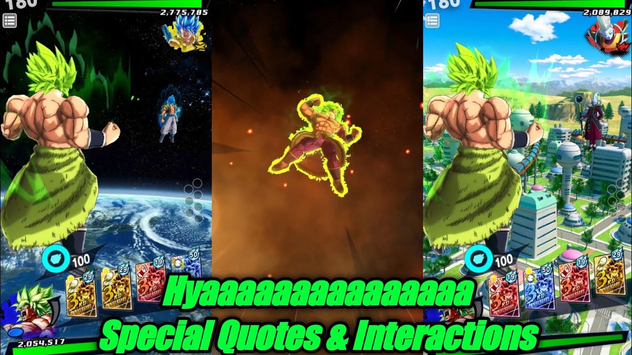 LL Full Power Super Broly Special Intro & Winning Quotes and Interactions In Dragon Ball Legends