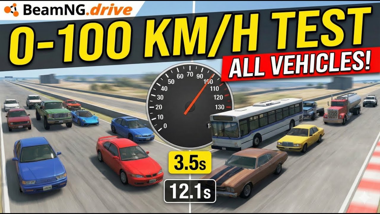 Testing every car 0-100 in BeamNg... (literally)