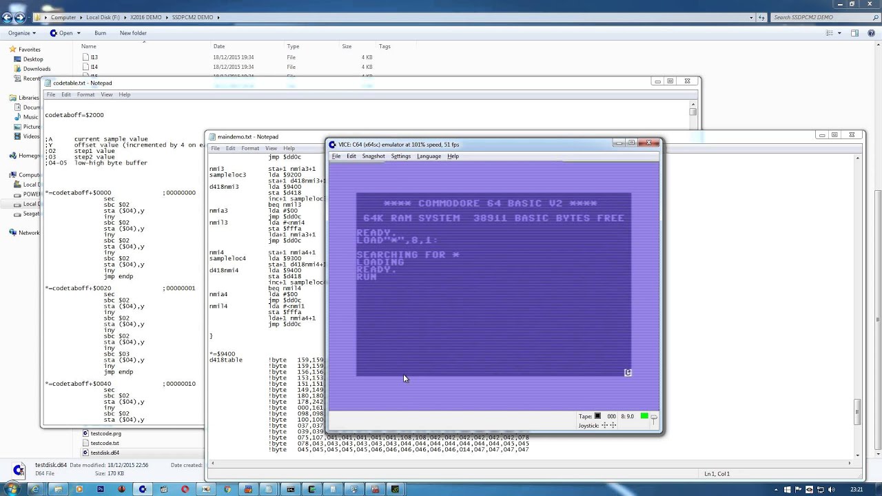 SSDPCM-MP C64 Track sequence streamer test