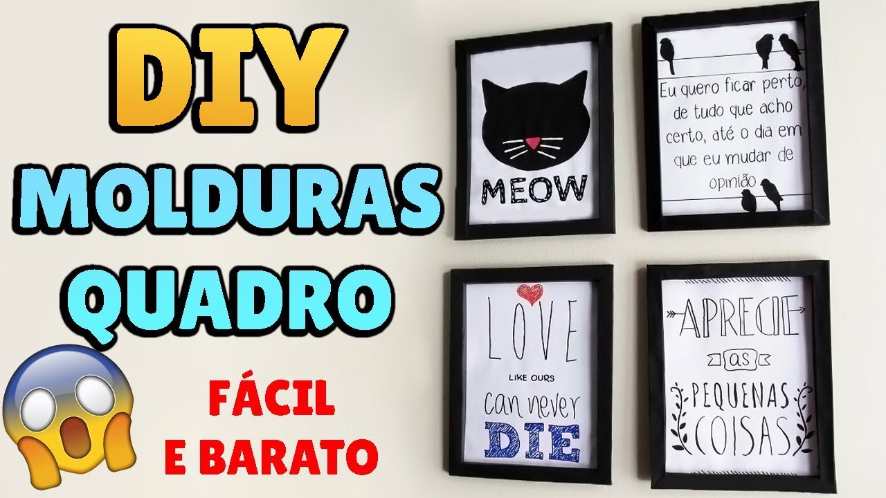 DIY: COMO FAZER MOLDURAS DE QUADRO com PAPEL Cartão FÁCIL E  BARATO para Decorar Quarto #diyhome