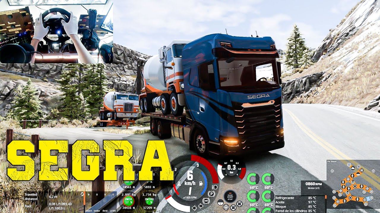 BeamNG.Drive| Segra truck transporting two mixers to the mountain | Logitech g920 relaxing drive