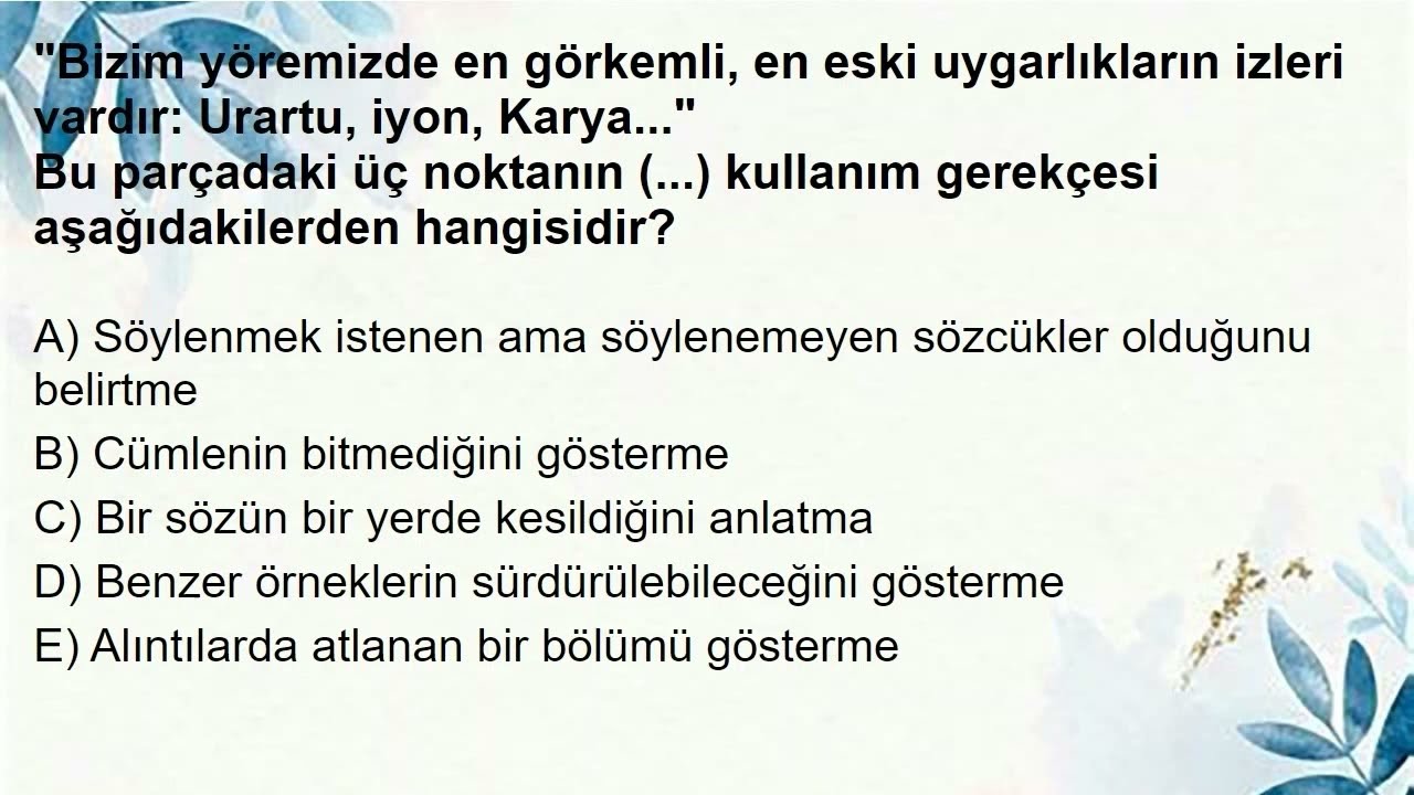 AÖF TÜRK DİLİ 2 ÇIKMIŞ ARA SINAV SORULARI VE CEVAPLARI (SESLİ)