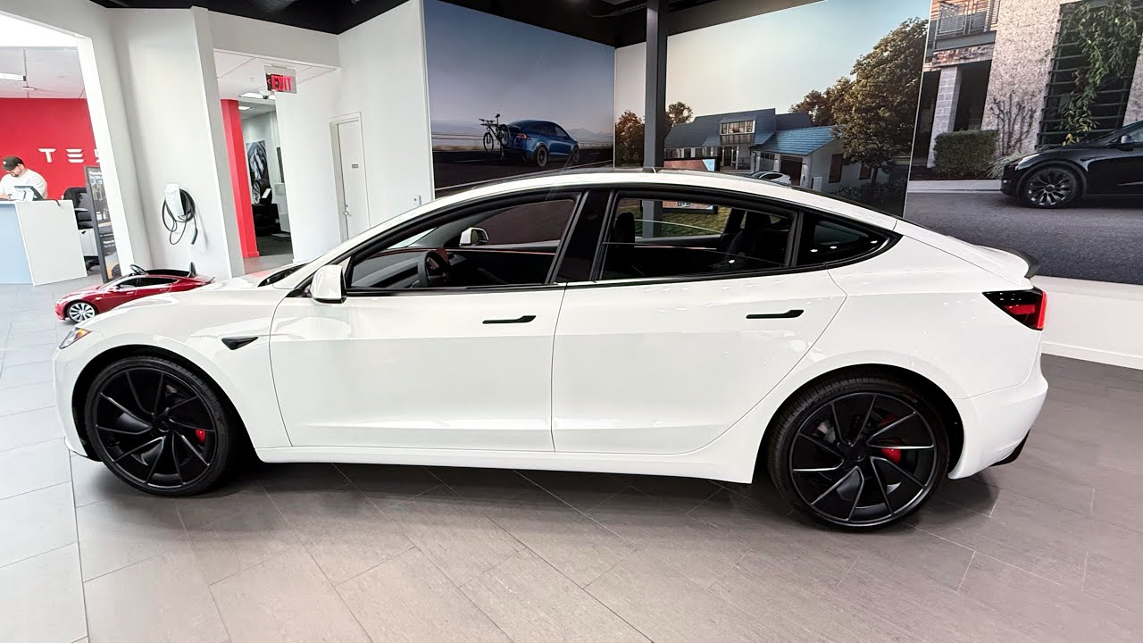 2025 Tesla Model 3 Performance Exterior Visual Walkaround | Pearl White Multicoat Color