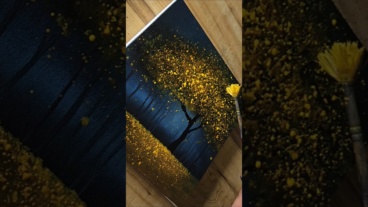 Golden Tree / Easy Acrylic Painting For Beginners 🎨✨️#art #easyart #shorts