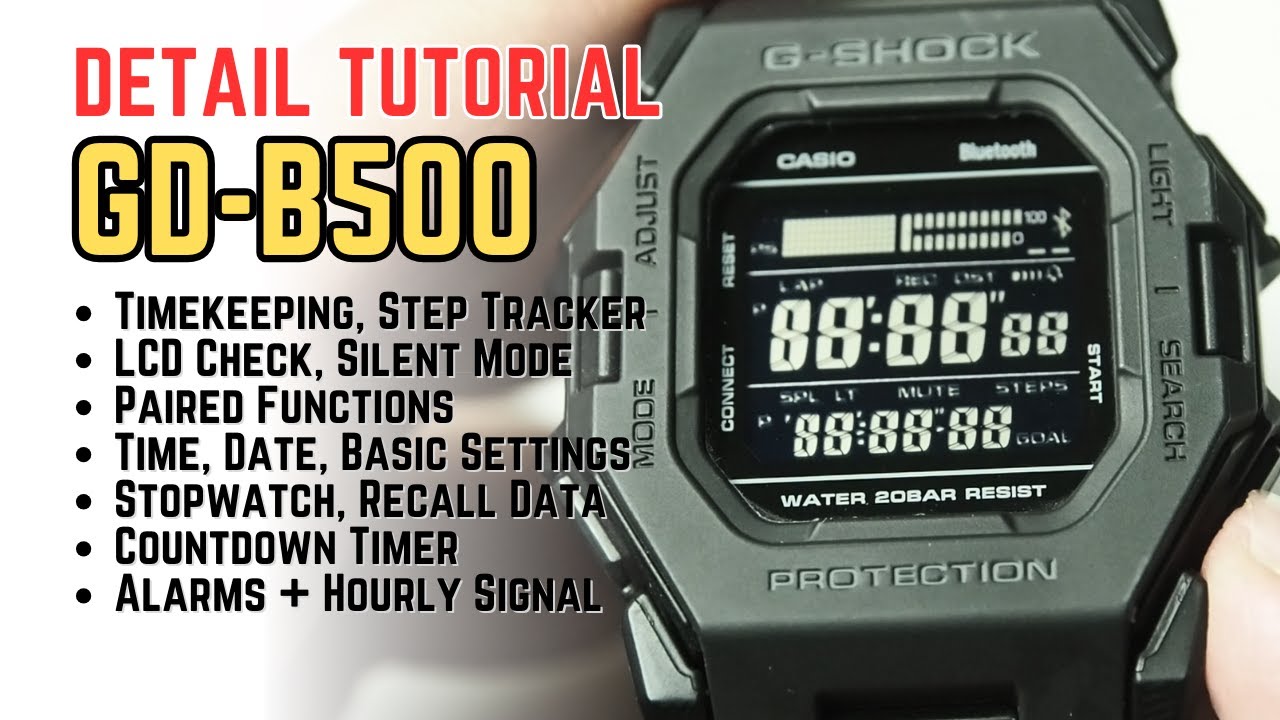 Подробное руководство по настройке и эксплуатации Casio GShock GDB500: время, таймер, будильник, ...