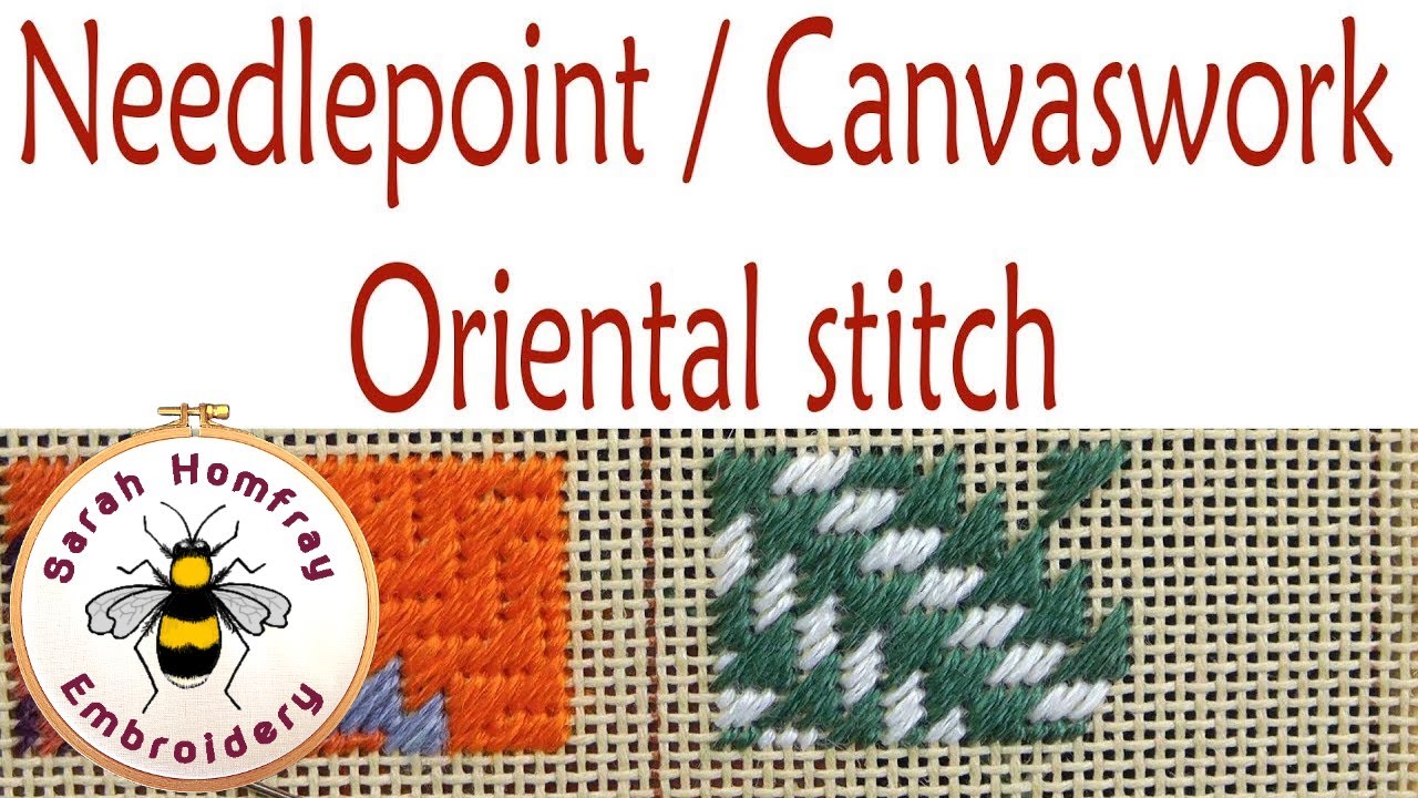 Oriental stitch in needlepoint / canvaswork embroidery | Needlepoint stitches video tutorial