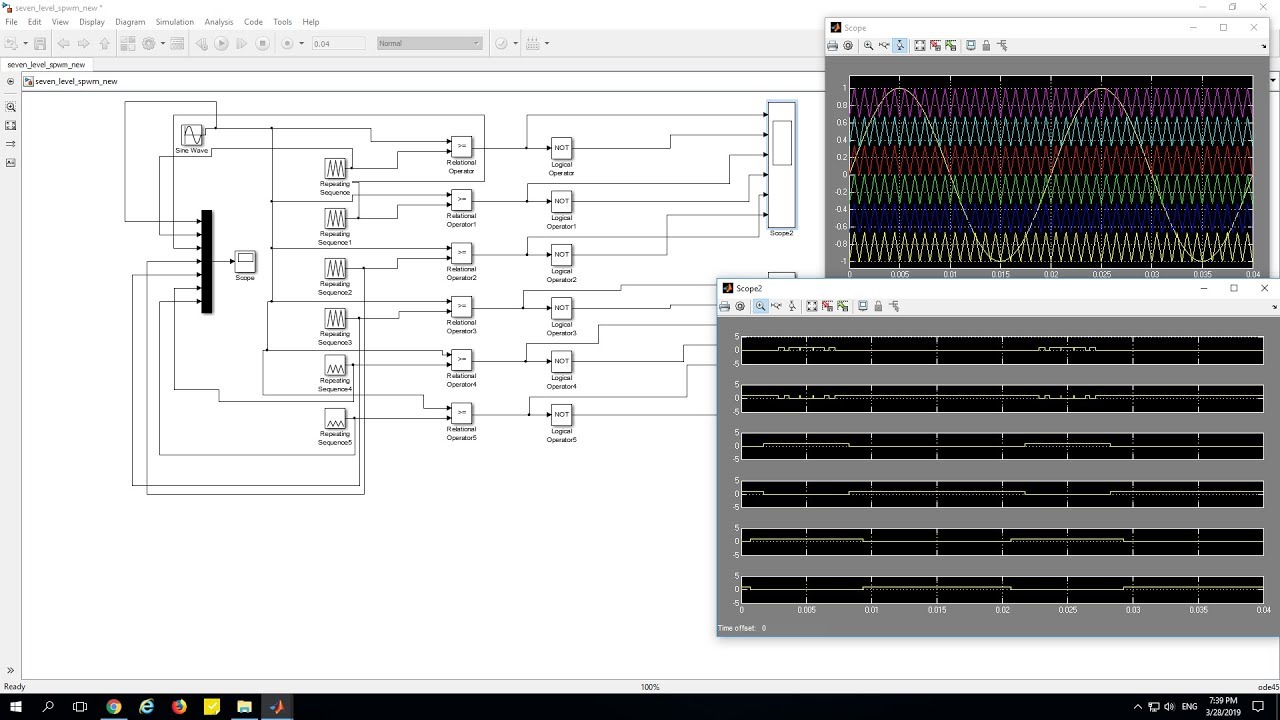 Sinusoidal PWM (SPWM) Switching Pattern for 7 Level Inverter (Multilevel) Simulation MATLAB Simulink