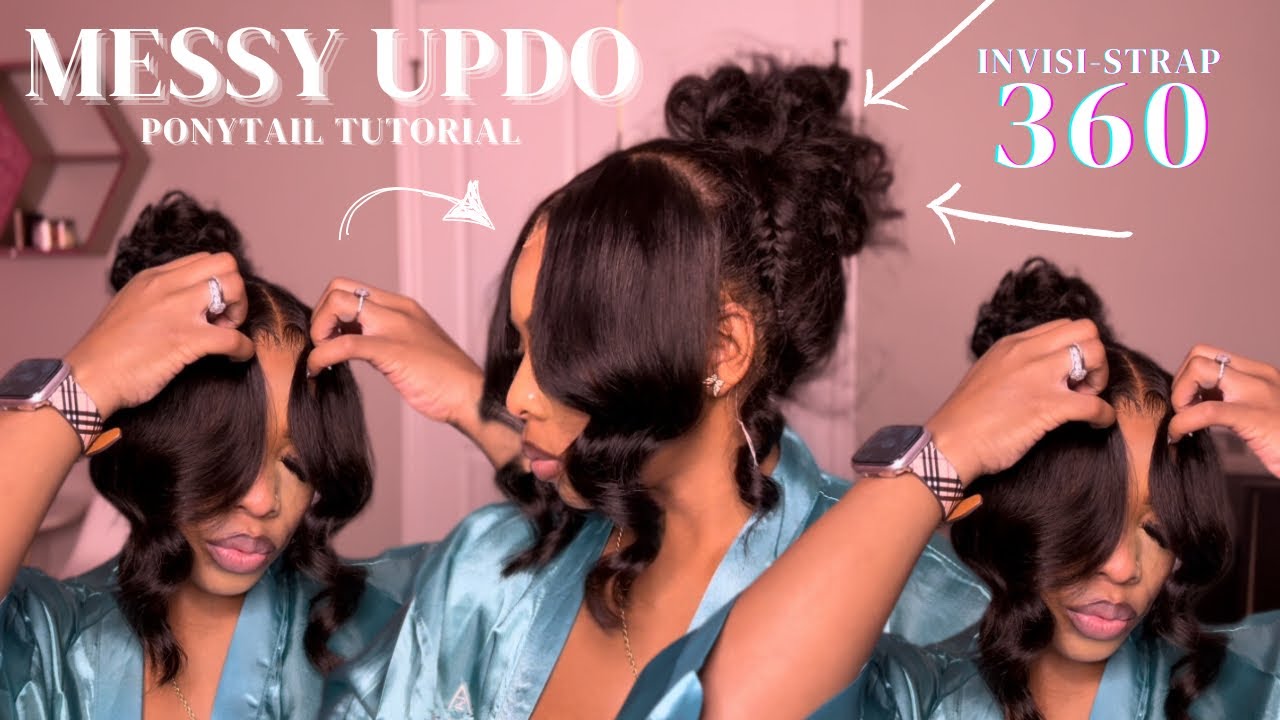 How To: Messy Updo 😻 w/ Fishtail Braid Using A INVISI-STRAP 360 Lace #wigs ft. Ashimary Hair 🔥🔥🔥