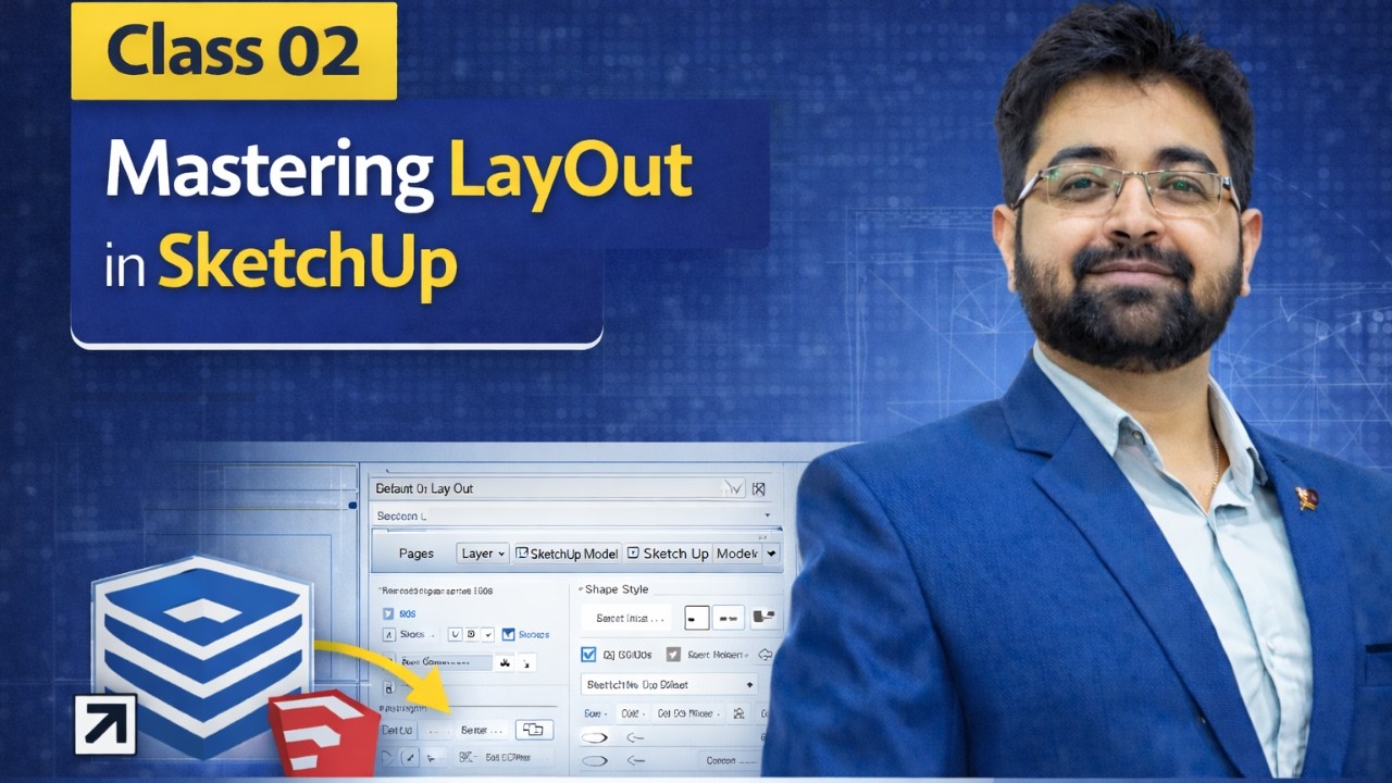 Mastering Layout in SketchUp | Class 02 | Exploring the Default Tray in Layout SketchUp (Hindi)