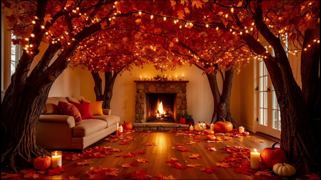 RELAXATION AND RELAXATION BACKGROUND SCREEN FIREPLACE COZY ROMANCE 4K #