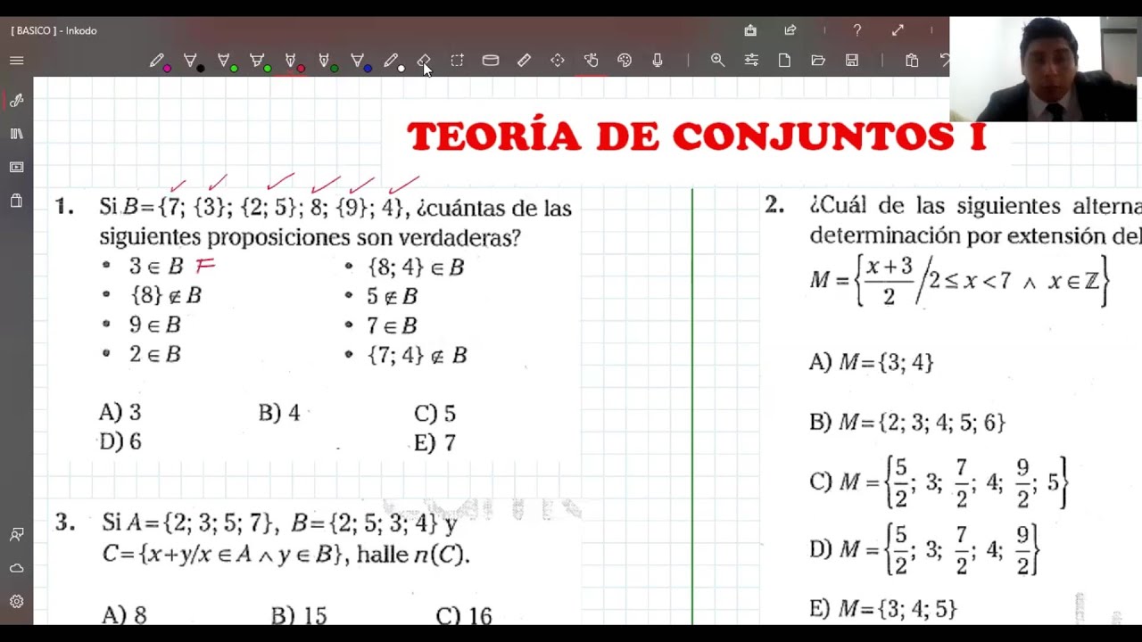 TEORÍA DE CONJUNTOS NIVEL BÁSICO PROBLEMAS