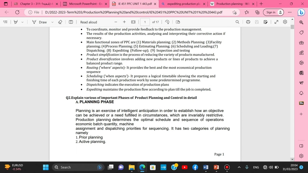 Production Planning and Control Unit 1 Part 1