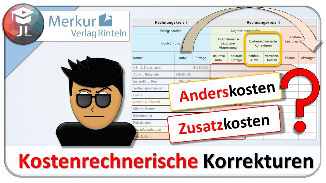 Kostenrechnerische Korrekturen [Ergebnistabelle, Anderskosten, Zusatzkosten]