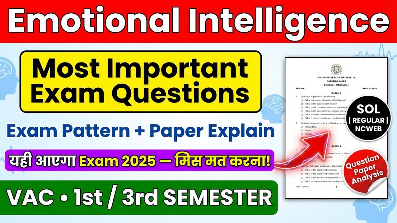 Emotional Intelligence Important Questions 1st/3rd Semester VAC Question Paper SOL REGULAR NCWEB