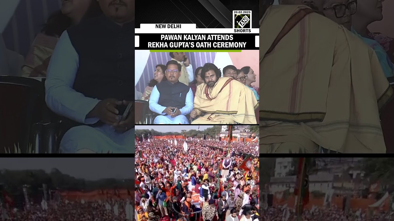 Pawan Kalyan attends oath ceremony of Delhi CM-designate Rekha Gupta at Pragati Maidan