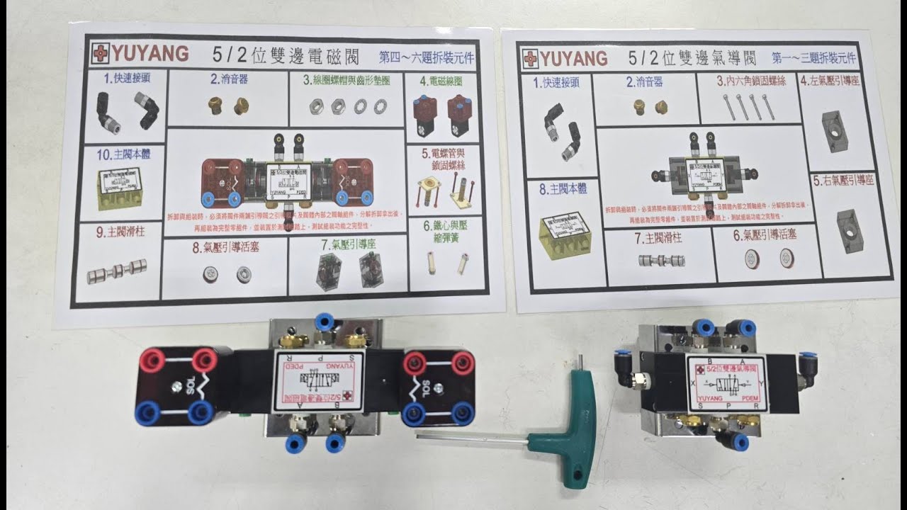 氣壓丙級第三站-氣導閥與電磁閥拆解與測試