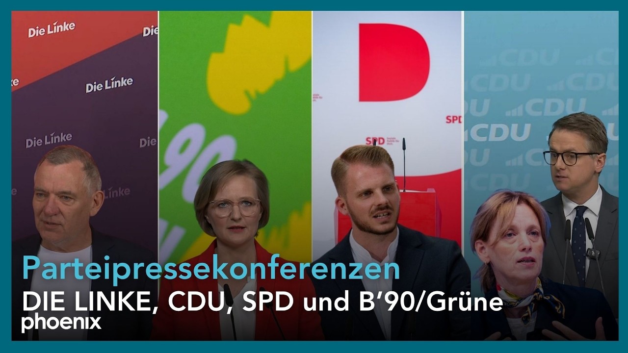 Parteipressekonferenzen mit der Linken, CDU, SPD und B'90/Grüne