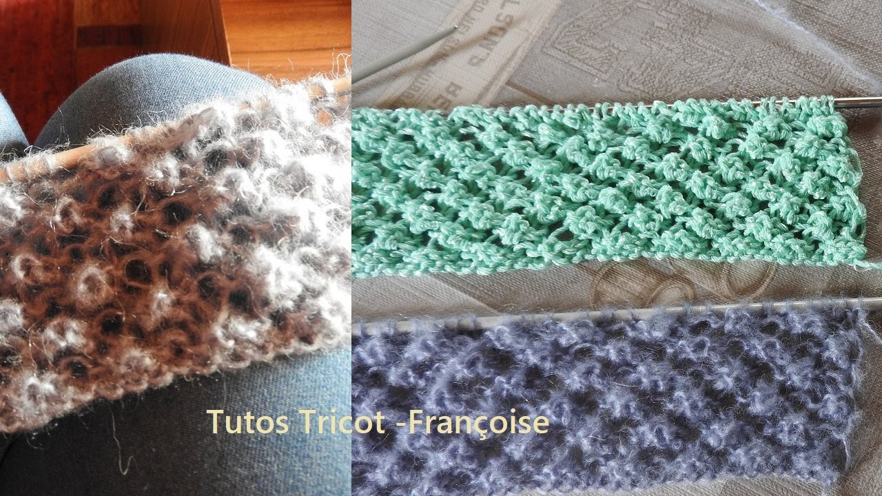 Tuto Tricot : Apprendre à tricoter le point d'Astrakan = Point de Mûre = Point de Trinité