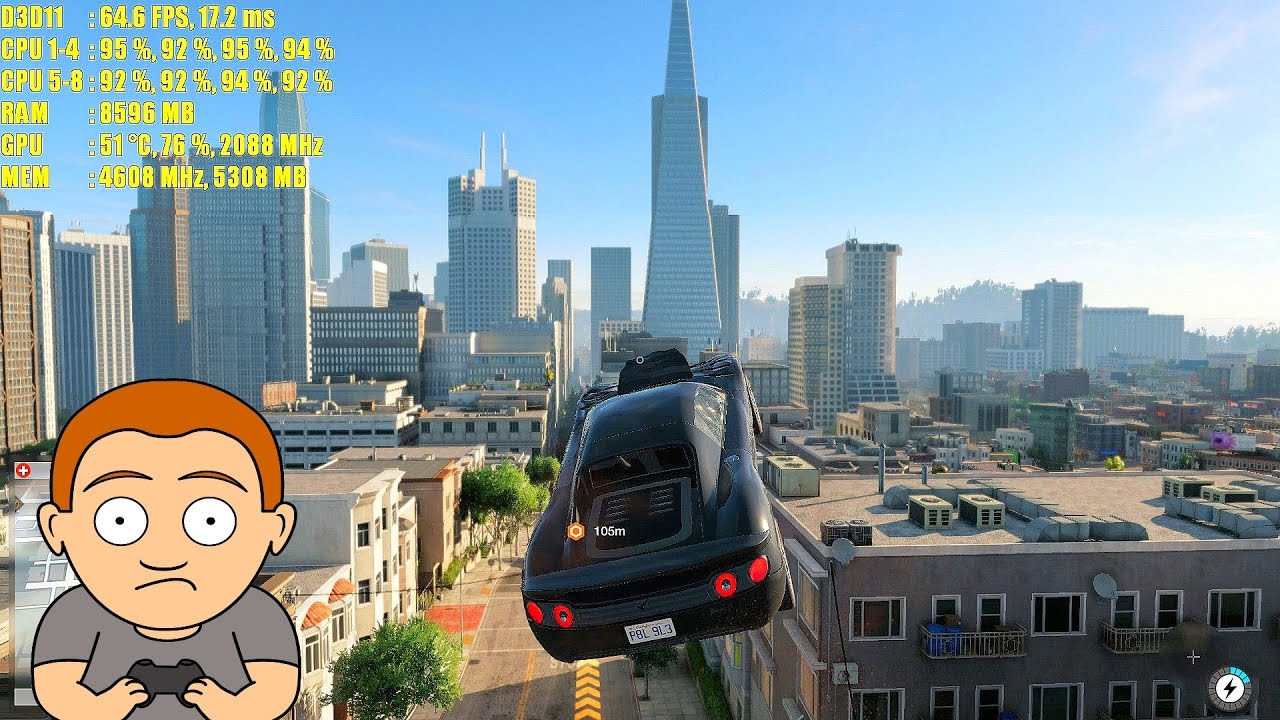 Watch Dogs 2 Pc Ultra GTX 1070 Overclocked 1080p Frame Rate Performance Test