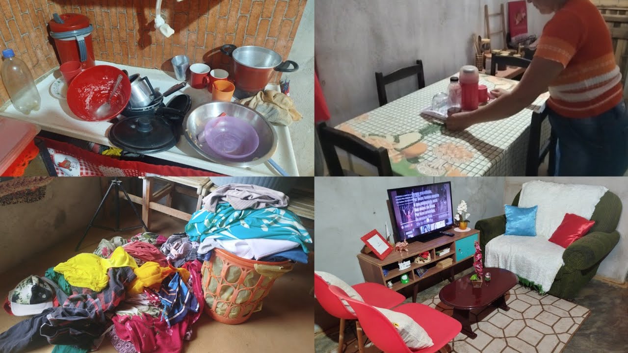 Faxina completa na sala✨/Organização na cozinha/Como ficou depois da limpeza/Lavei roupas 🥵
