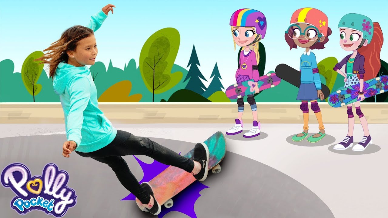 Sky Brown Teaches Polly Pocket Skateboarding Tricks | Polly Pocket