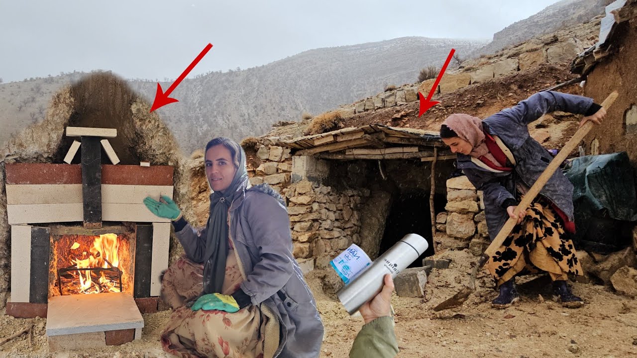 surprise rainstorm forces cave mother dweller to fortify fireplace for winter survival