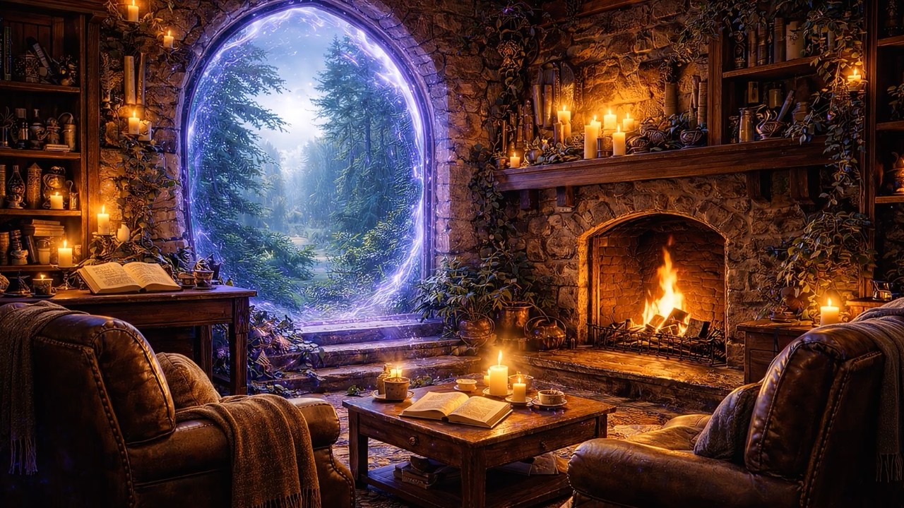 Time Portal Fireplace Ambience | Relaxing Sounds for Sleep, Study, Stress Relief - Part 3