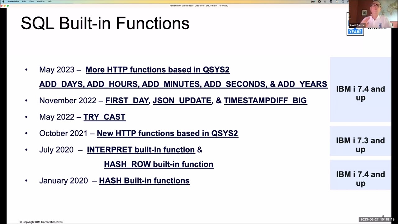 Scott Forstie What’s new in SQL for IBM i