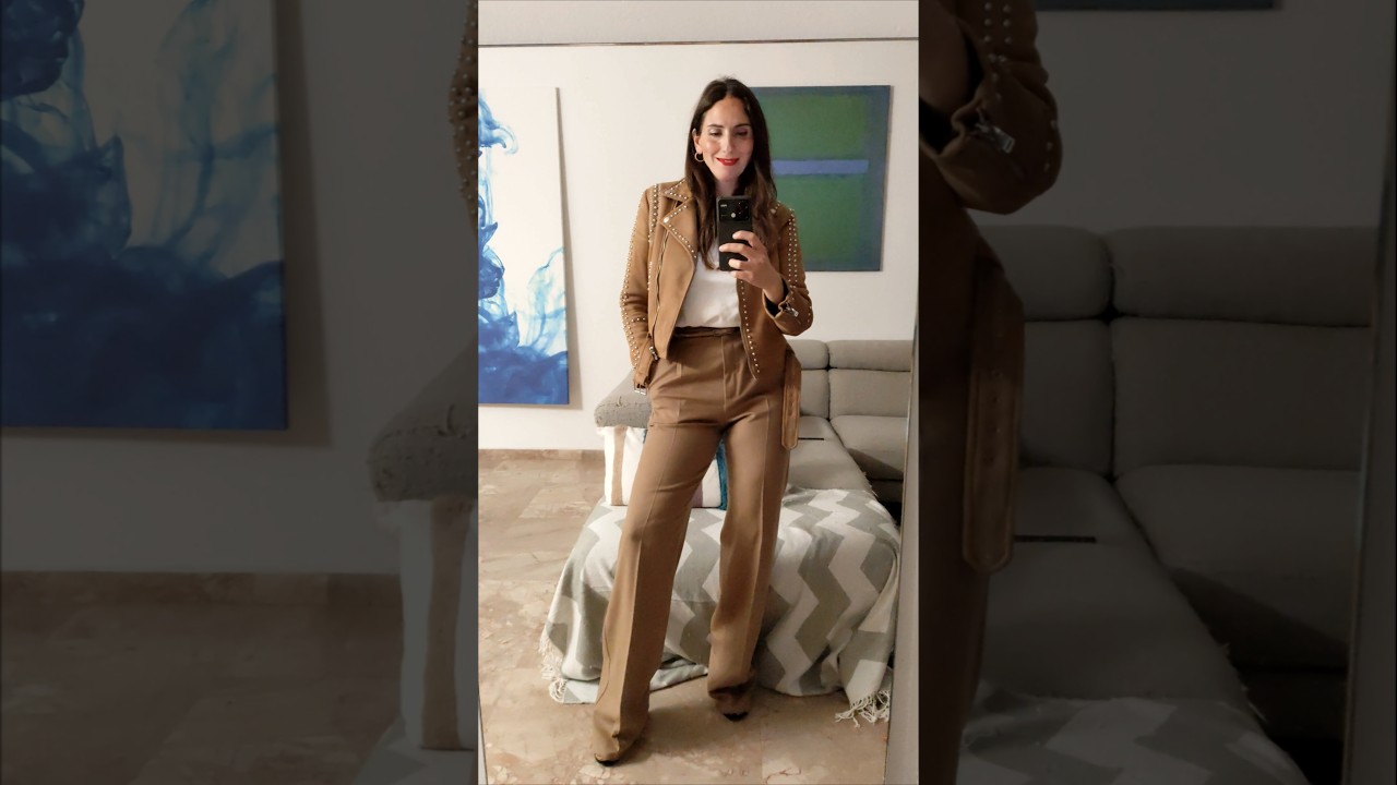 🧿Chic Biker Jacket.All Camel Look. Greek Style! #ootd #style #outfit #outfitideas #greekstyle