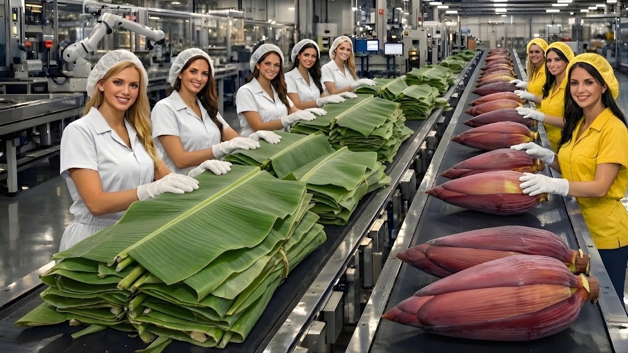 Inside the Largest High-Tech Banana Factory: How Banana Leaves and Blossoms Are Processed