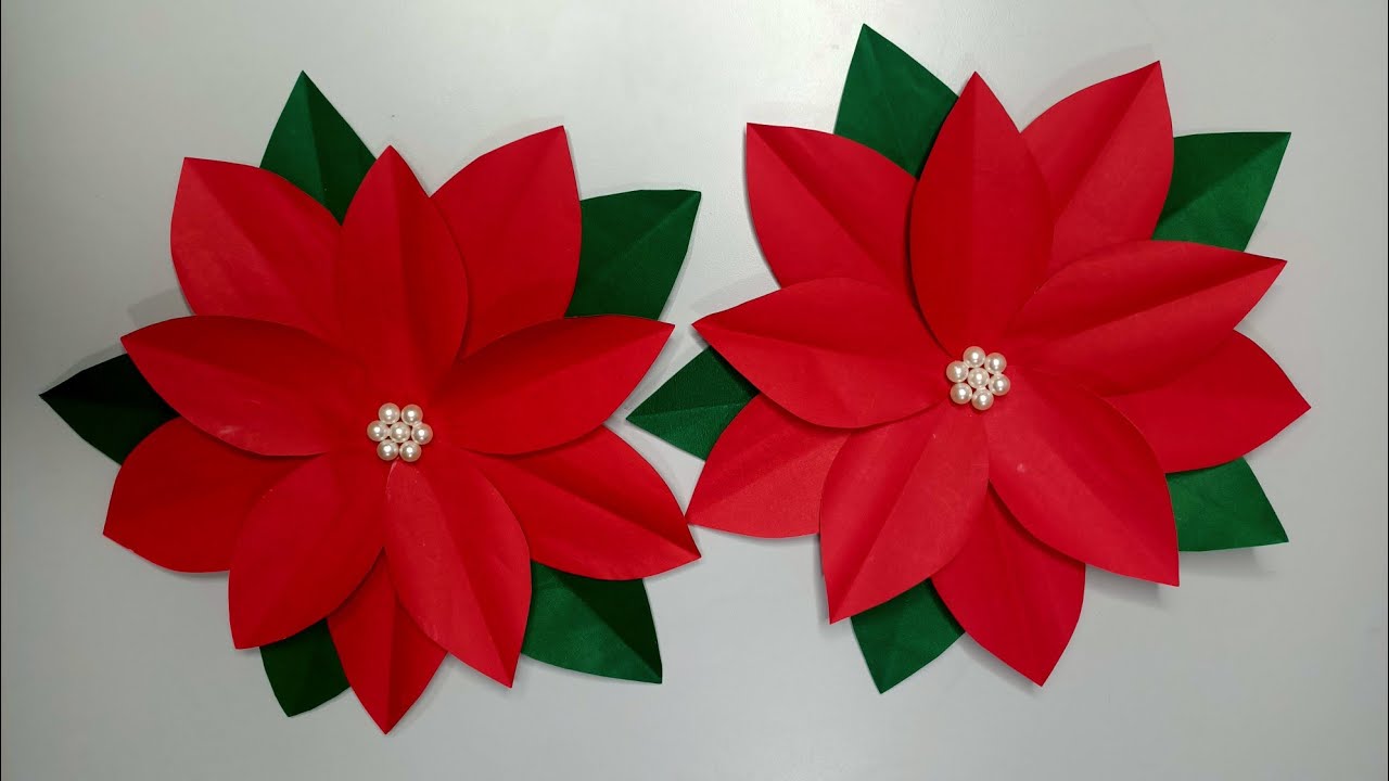 Diy poinsettia paper flower|how to make poinsettia flower/ easy poinsettia