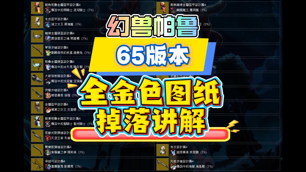 幻獸帕魯 65版本 全部金色武器防具 設計圖汲取大全 講解