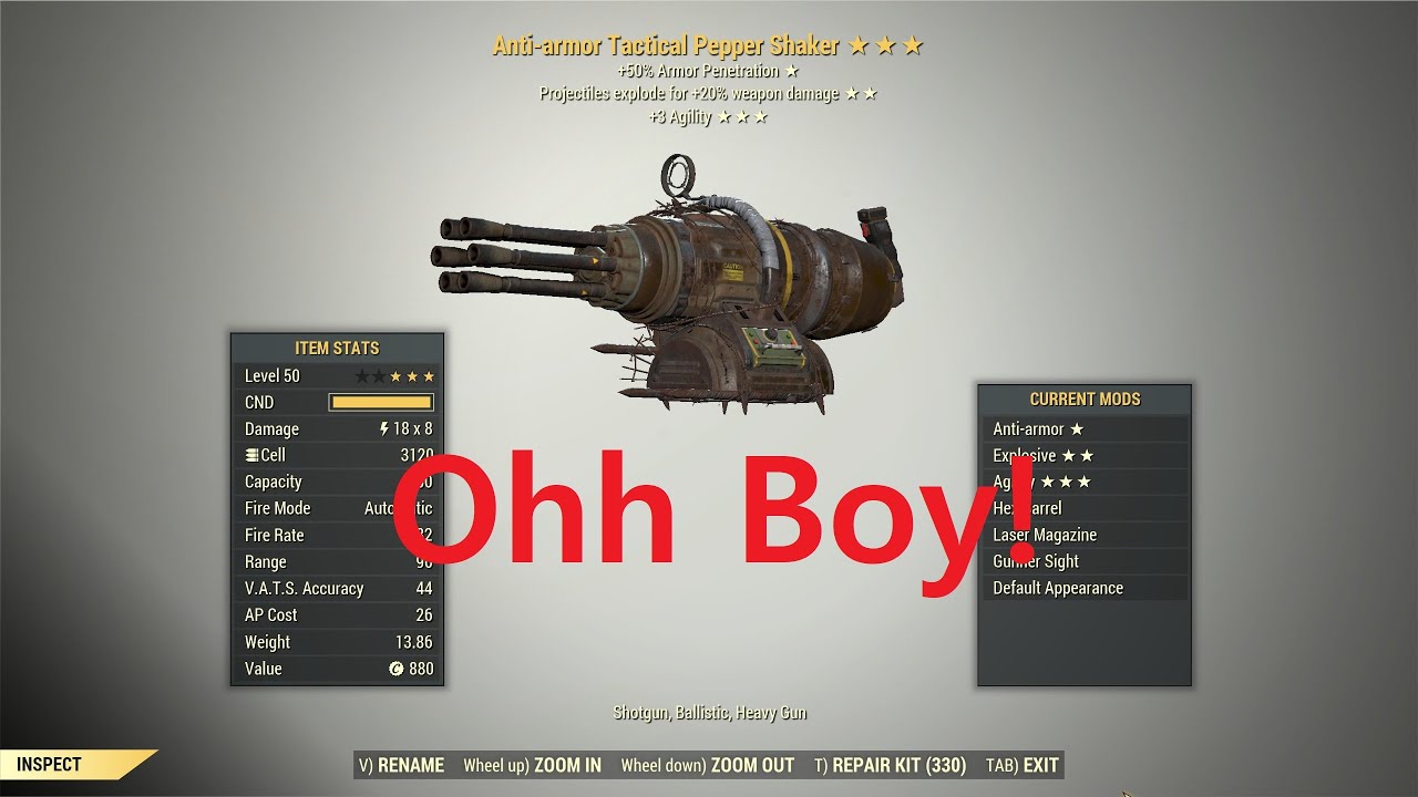 Fallout 76: Anti Armor Explosive Pepper Shaker.