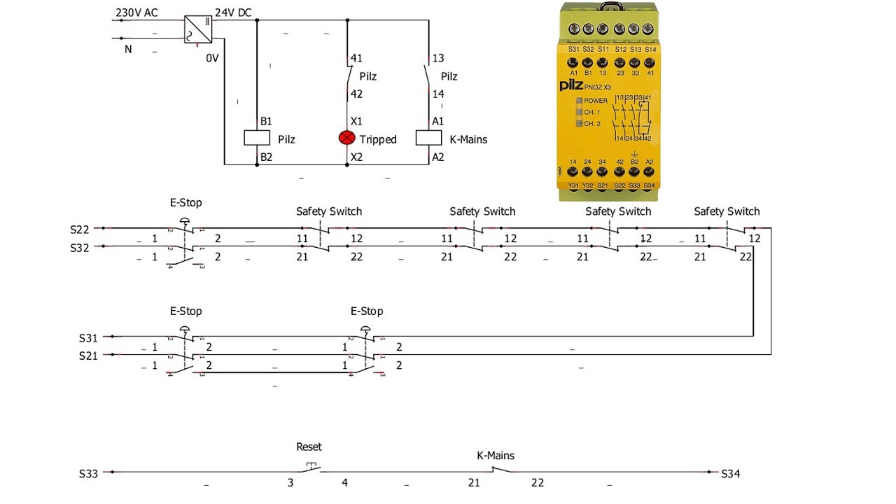 How to wire up Pilz Safety Relay Pnoz X3, Safety switches, Estops, Light curtains -Part 1 of 3 #Pilz