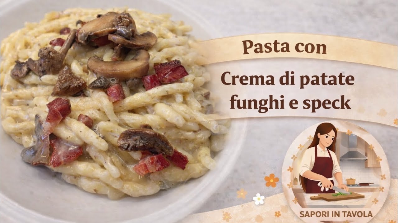 Crema di patate, funghi e speck. La pasta più cremosa e saporita del mondo!!🤤 #pasta #pranzoveloce