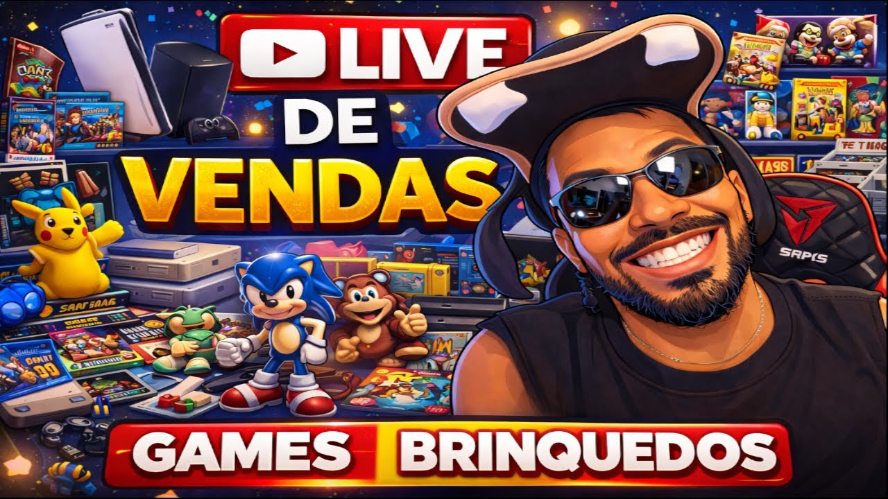 LIVE de Vendas | V&Iacute;DEOGAMES Acess&oacute;rios e  BRINQUEDOS | Tudo com 10% OFF
