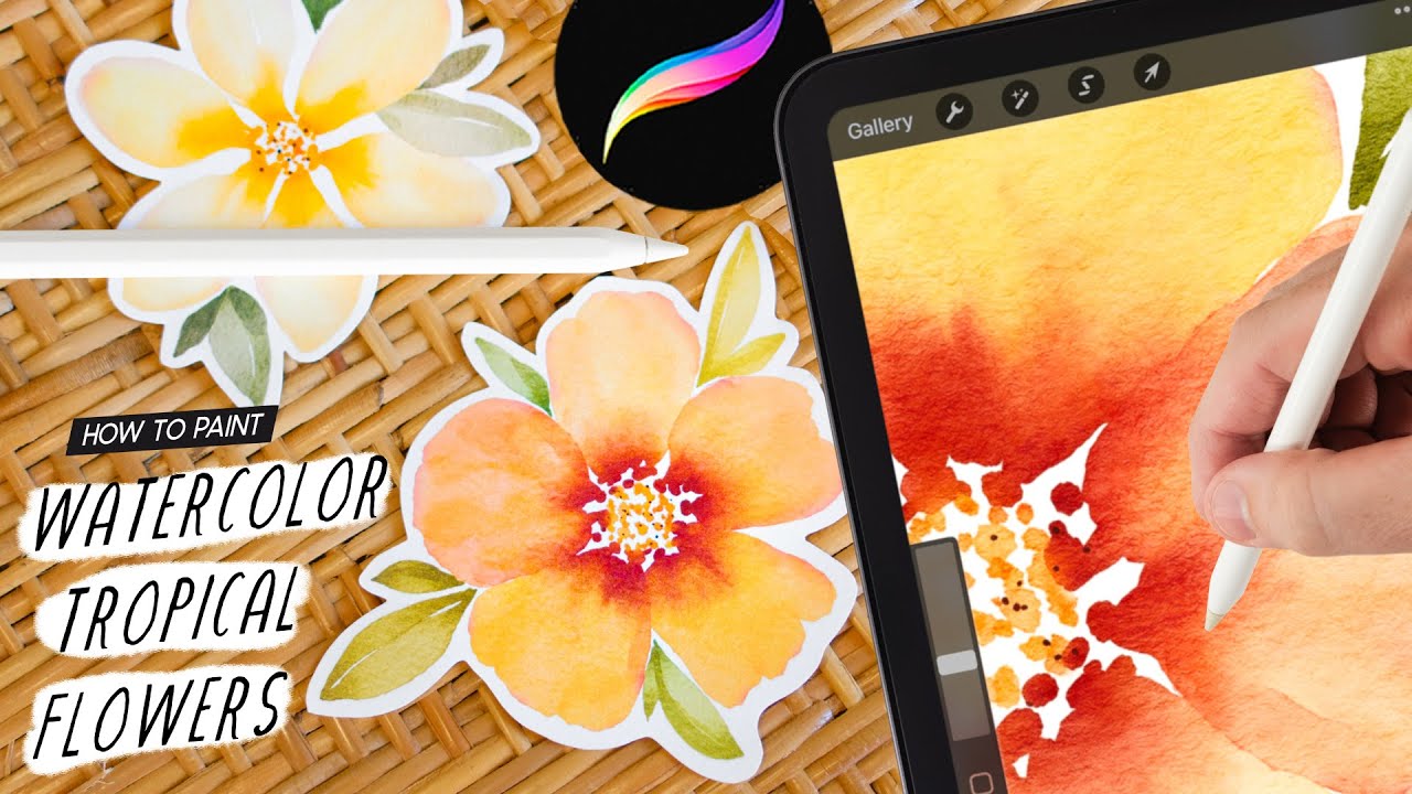 let's paint EASY watercolor flowers in procreate // how to use clipping masks in procreate