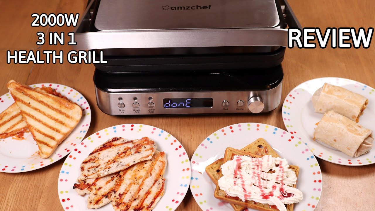 AMZCHEF 2000W 3 in 1 Health Grill Review & Demonstration