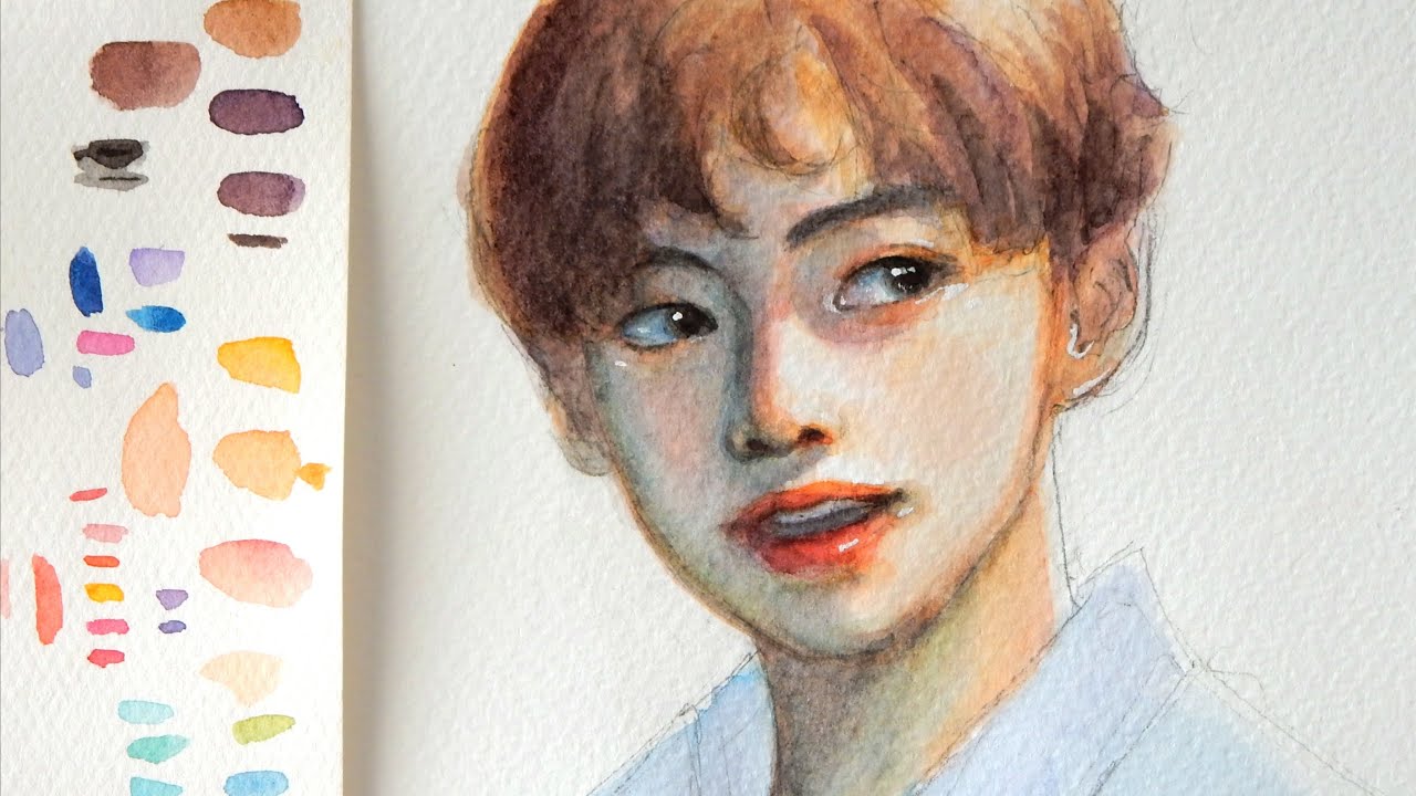 How to paint Taehyung | Watercolor | Tutorial | For Beginners | Tips