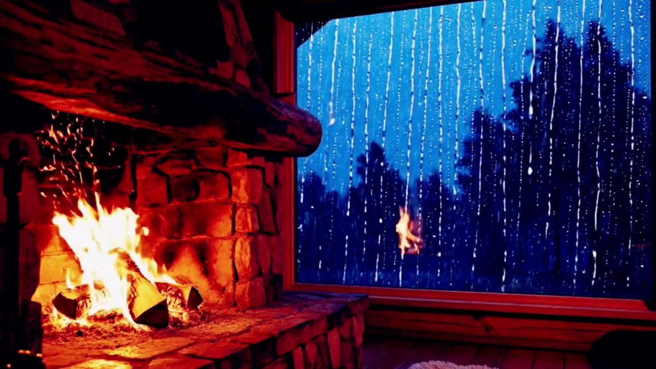 Fireplace & Rain Sounds for Deep Sleep, Meditation, Study, Stress Relief, & Pure Zen Ambiance
