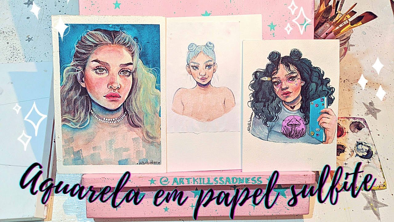 Pintura em aquarela com papel comum!