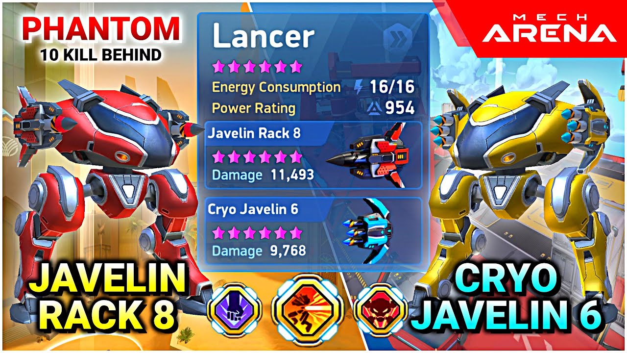 Javelin Rack 8 - Cryo Javelin 6 with Lancer - Phantom Godlike - Mech Arena