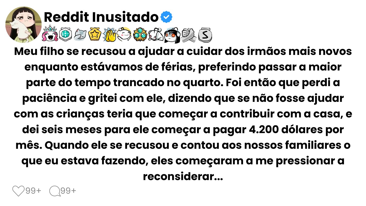 Meu filho se recusou a ajudar a cuidar dos irmãos mais novos enquanto estávamos de férias...
