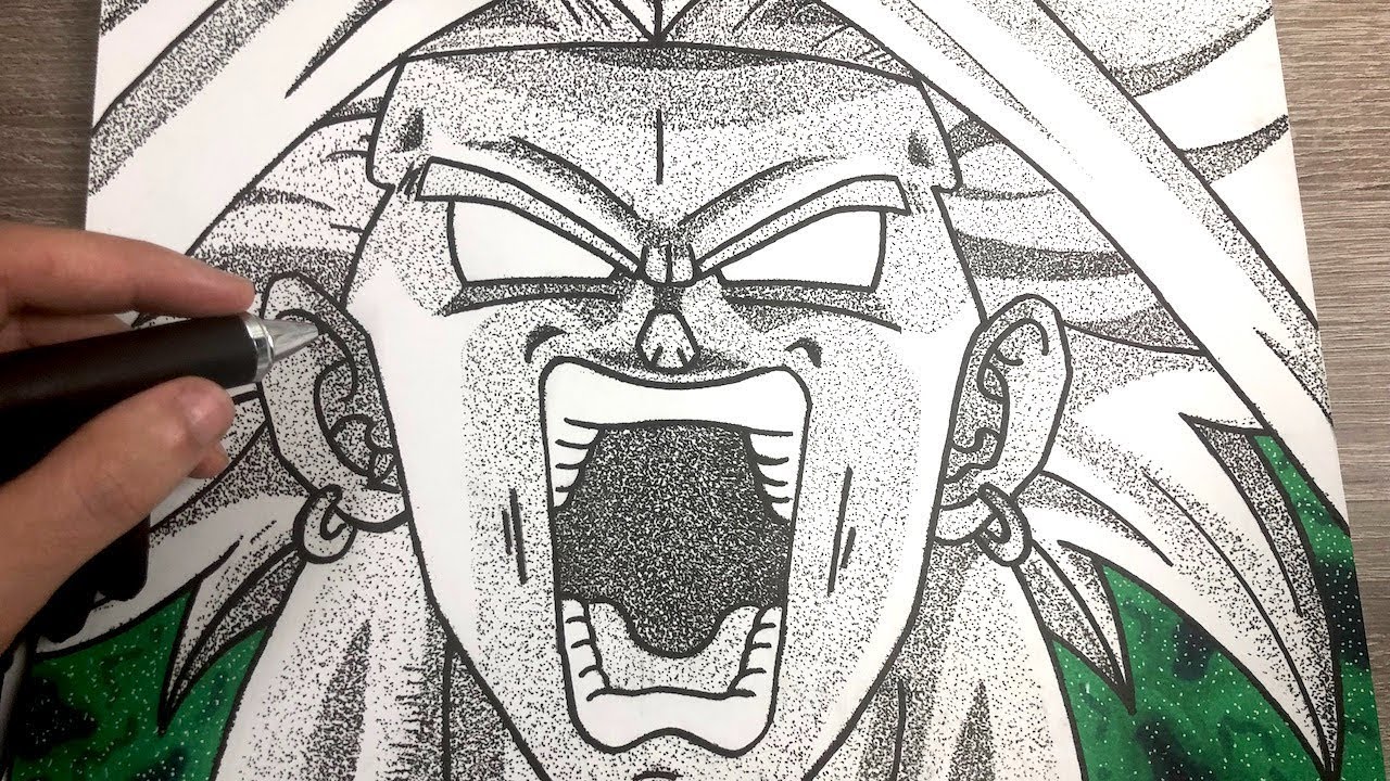 Je dessine Broly avec des points (Pointillisme, Dragon ball)