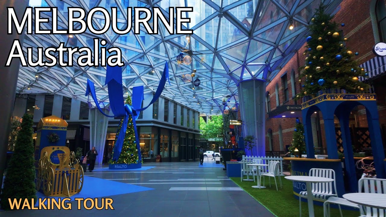 Christmas in Melbourne: Walking Tour of Collins Street (Southern Cross Station to Elizabeth St) 4K
