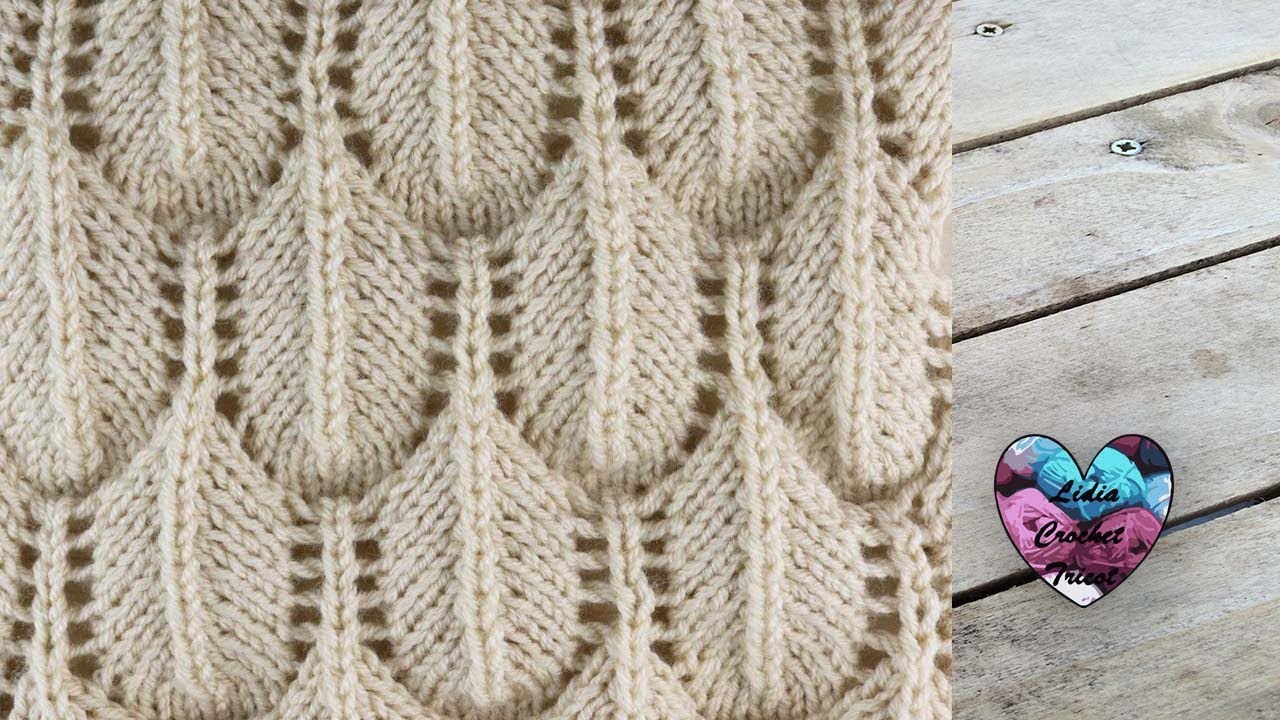 Tricot Point plumes en relief /Feathers stitches English Subtitles knitting