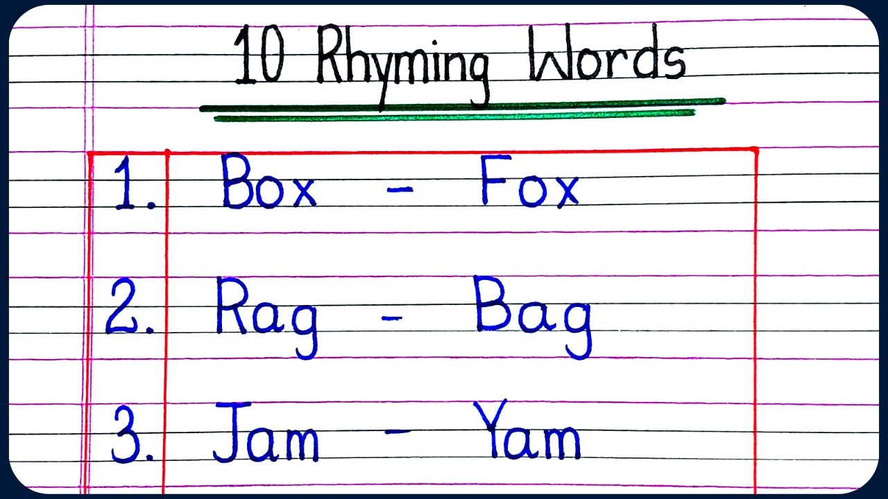 10 rhyming words in english for kids | 10 Rhyming Words in English | Rhyming words