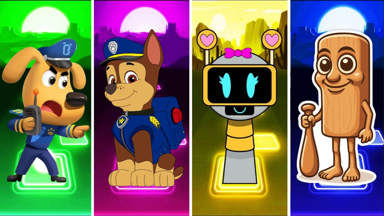 SHERIFF LABRADOR 🆚 PAW PATROL RYDER 🆚 INCREDIBOX SPRUNKI 🆚 BRAINROT TUNG TUNG TUNG SAHUR | Tiles Hop